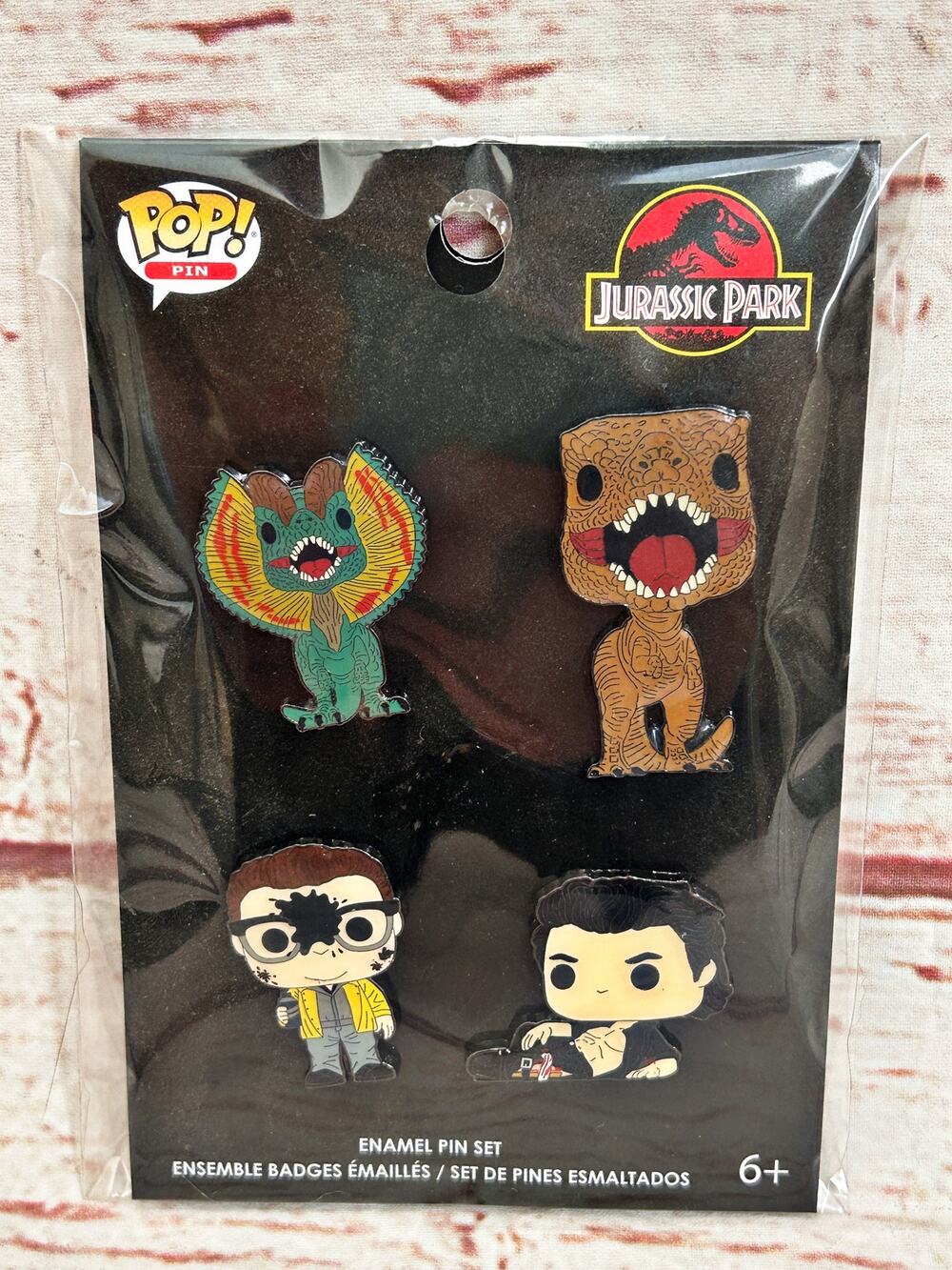 FUNKO POP Jurassic Park 4-Pack Enamel Pin Set T-Rex Dilophosaurus Malcolm